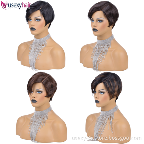 Wholesale Virgin Cuticle Aligned 100% Hair Human Hair Wigs Pixie Cut Short Brazilian Hair pixie wigs